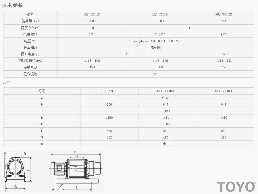 KDJ-2200E1-3200E1-3500E1型電動(dòng)卷揚(yáng)機(jī)技術(shù)參數(shù)
